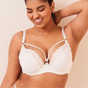 NET Adore Me Marca Contour caged Plunge Padded Underwire Bra in white nude 42DDD